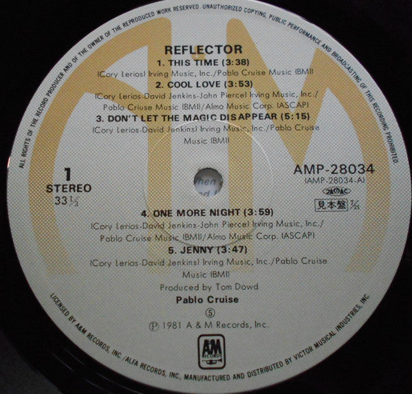 Pablo Cruise - Reflector (Vinyl, LP, Album, Promo)