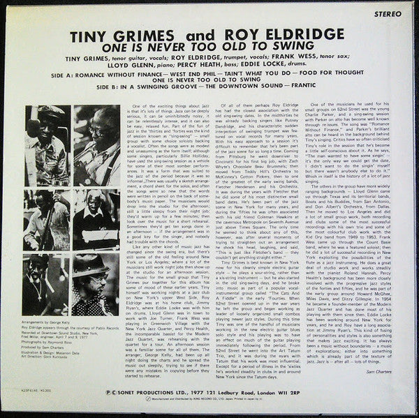 Tiny Grimes - One Is Never Too Old To Swing (Vinyl, LP, Album, Stereo) Very Good Plus (VG+) / Very Good (VG)