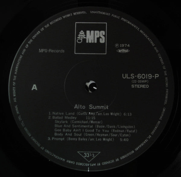 Lee Konitz - Alto Summit (Vinyl, LP, Album, Reissue, Stereo) Very Good Plus (VG+) / Very Good Plus (VG+)