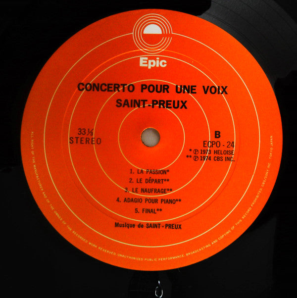Saint-Preux - Concerto Pour Une Voix (Vinyl, LP, Compilation) Near Mint (NM or M-) / Very Good Plus (VG+)