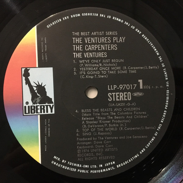 The Ventures - The Ventures Play The Carpenters (Vinyl, LP, Album) Good Plus (G+) / Very Good (VG)