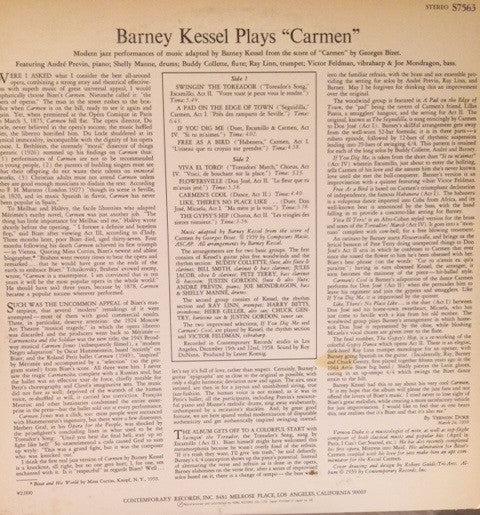 Barney Kessel - Modern Jazz Performances From Bizet's Opera Carmen (Vinyl, LP, Album, Reissue, Stereo) Very Good Plus (VG+) / Very Good Plus (VG+)