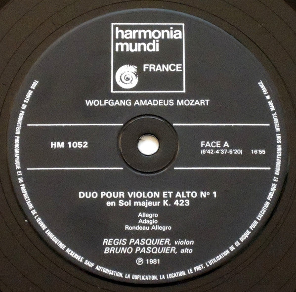 Wolfgang Amadeus Mozart - Duos Pour Violon Et Alto (Vinyl, LP, Stereo) Very Good Plus (VG+) / Very Good Plus (VG+)