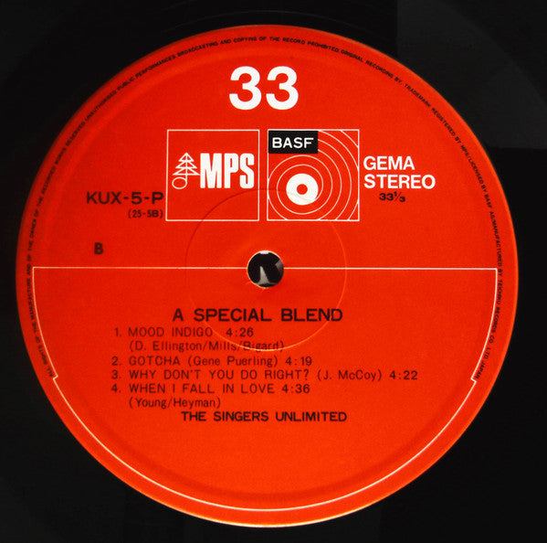 The Singers Unlimited - A Special Blend (Vinyl, LP) Very Good Plus (VG+) / Very Good Plus (VG+)