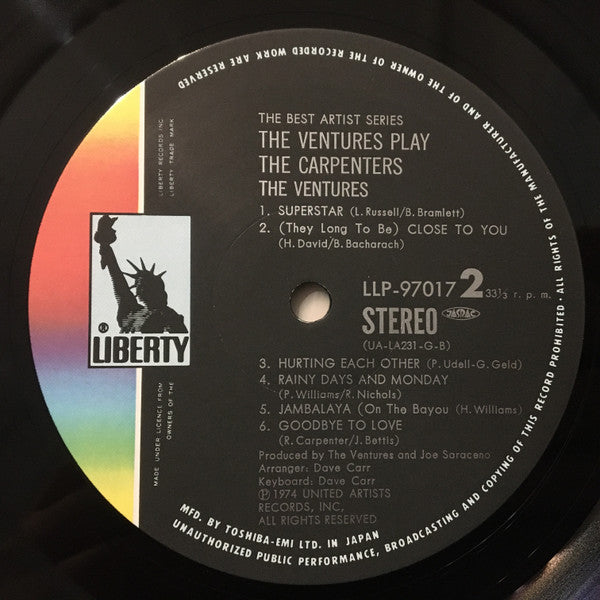 The Ventures - The Ventures Play The Carpenters (Vinyl, LP, Album) Good Plus (G+) / Very Good (VG)
