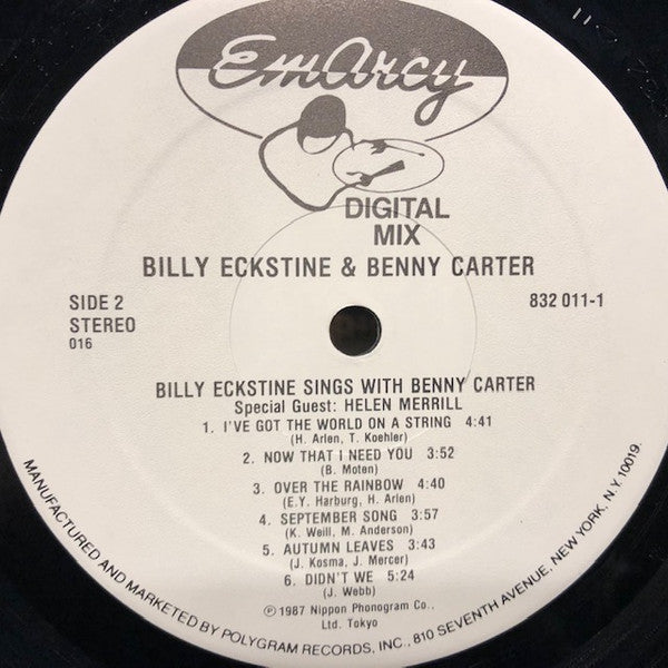 Billy Eckstine - Billy Eckstine Sings With Benny Carter (Vinyl, LP, Album, Stereo) Very Good (VG) / Very Good Plus (VG+)