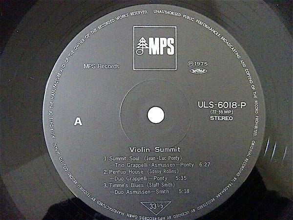 Stuff Smith - Violin-Summit (Vinyl, LP, Album, Limited Edition, Reissue, Stereo) Very Good (VG) / Very Good (VG)