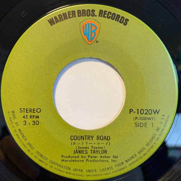 James Taylor (2) - Country Road (Vinyl, 7", 45 RPM, Single, Stereo) Very Good (VG) / Good Plus (G+)