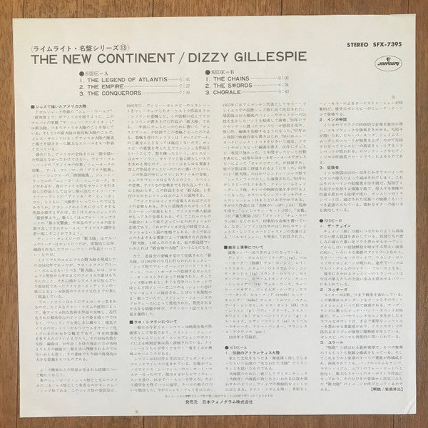 Dizzy Gillespie Big Band - The New Continent (Vinyl, LP, Album, Stereo) Good Plus (G+) / Very Good (VG)