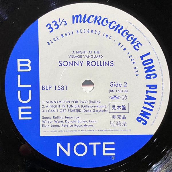 Sonny Rollins - A Night At The "Village Vanguard" (Vinyl, LP, Album, Promo, Reissue, Mono) Very Good Plus (VG+) / Very Good Plus (VG+)