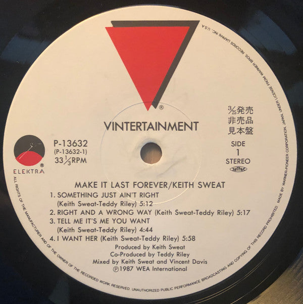 Keith Sweat - Make It Last Forever (Vinyl, LP, Album, Promo, Stereo) Very Good Plus (VG+) / Good Plus (G+)
