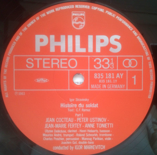 Igor Stravinsky - Histoire Du Soldat (Vinyl, LP, Album, Stereo) Very Good Plus (VG+) / Very Good Plus (VG+)