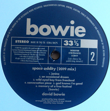 David Bowie - Space Oddity (2019 Mix) (Vinyl, LP, Album, Reissue, Stereo) Near Mint (NM or M-) / Near Mint (NM or M-)