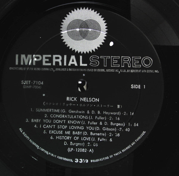 Ricky Nelson (2) - Album Seven By Rick (Vinyl, LP, Album, Stereo) Good Plus (G+) / Very Good (VG)