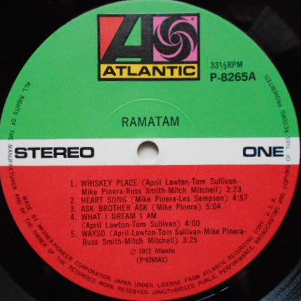 Ramatam - Ramatam (Vinyl, LP, Album) Very Good Plus (VG+) / Very Good Plus (VG+)