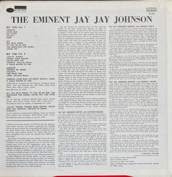 J.J. Johnson - The Eminent Jay Jay Johnson Volume 1 (Vinyl, LP, Compilation, Reissue) Very Good Plus (VG+) / Very Good Plus (VG+)