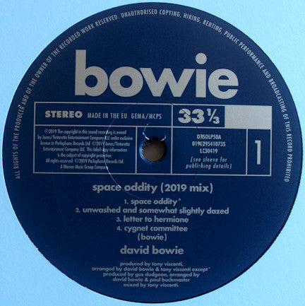 David Bowie - Space Oddity (2019 Mix) (Vinyl, LP, Album, Reissue, Stereo) Near Mint (NM or M-) / Near Mint (NM or M-)