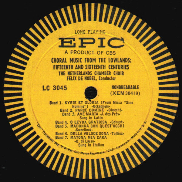 Giovanni Pierluigi da Palestrina - Missa Papae Marcelli / Choral Music From The Lowlands: 15th And 16th Centuries (Vinyl, LP, Mono) Very Good (VG) / Very Good (VG)