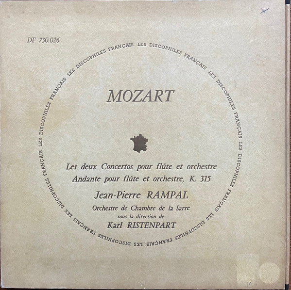 Wolfgang Amadeus Mozart - Les Deux Concertos Pour Flûte Et Orchestre / Andante Pour Flûte Et Orchestre, K. 315 (Vinyl, LP, Mono) Very Good Plus (VG+) / Very Good (VG)