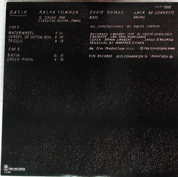 Ralph Towner - Batik (Vinyl, LP, Album) Very Good Plus (VG+) / Very Good (VG)