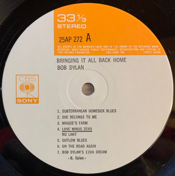 Bob Dylan - Bringing It All Back Home (Vinyl, LP, Album, Reissue, Stereo) Very Good Plus (VG+) / Very Good (VG)