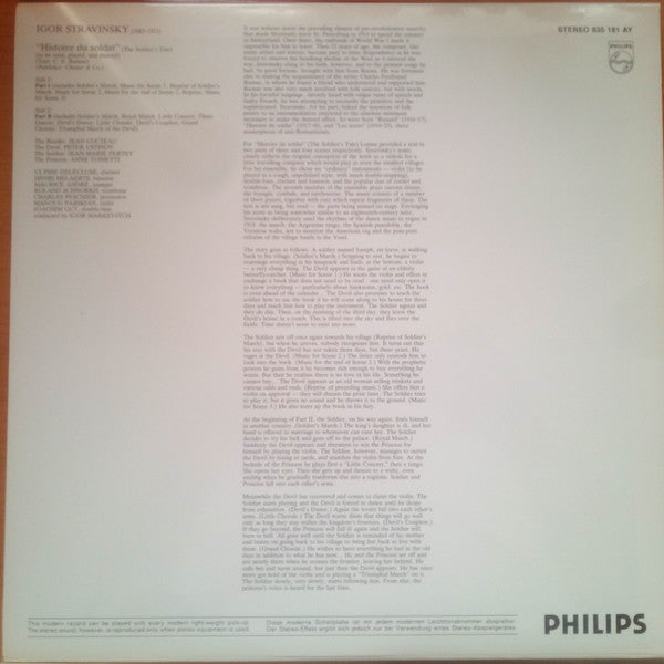 Igor Stravinsky - Histoire Du Soldat (Vinyl, LP, Album, Stereo) Very Good Plus (VG+) / Very Good Plus (VG+)