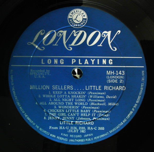 Little Richard - Million Sellers.... (Vinyl, LP, Compilation) Good Plus (G+) / Very Good (VG)