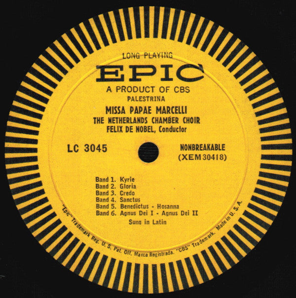 Giovanni Pierluigi da Palestrina - Missa Papae Marcelli / Choral Music From The Lowlands: 15th And 16th Centuries (Vinyl, LP, Mono) Very Good (VG) / Very Good (VG)