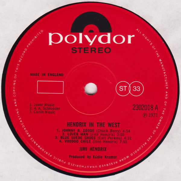 Jimi Hendrix - Hendrix In The West (Vinyl, LP, Album, Stereo) Good Plus (G+) / Good (G)