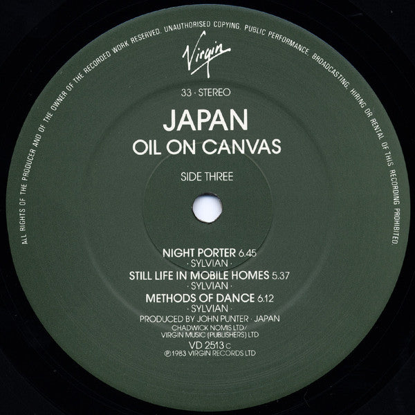 Japan - Oil On Canvas (2xVinyl, LP, Album, Stereo) Near Mint (NM or M-) / Good Plus (G+)