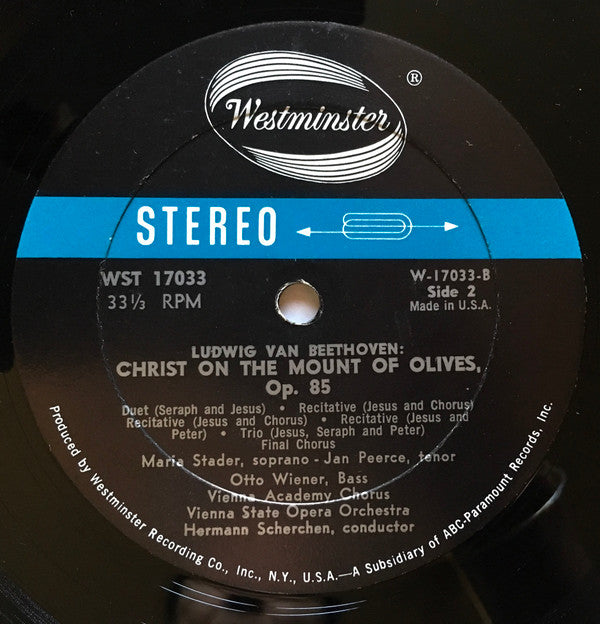 Ludwig van Beethoven - Christ On The Mount Of Olives (Vinyl, LP, Album, Stereo) Very Good (VG) / Very Good (VG)