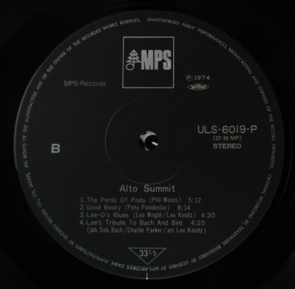 Lee Konitz - Alto Summit (Vinyl, LP, Album, Reissue, Stereo) Very Good Plus (VG+) / Very Good Plus (VG+)