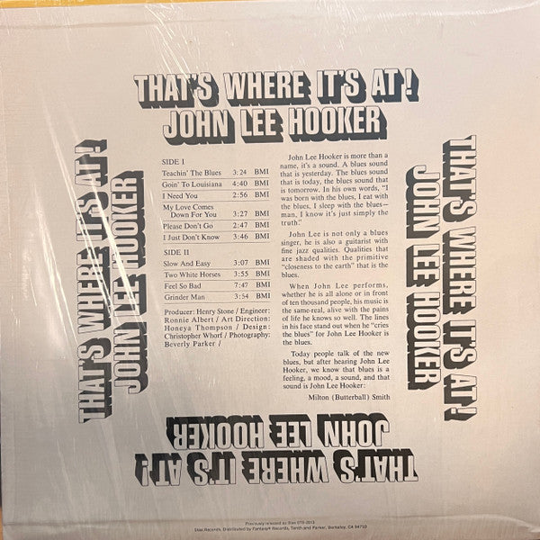 John Lee Hooker - That's Where It's At (Vinyl, LP, Reissue, Album) Very Good (VG) / Very Good Plus (VG+)