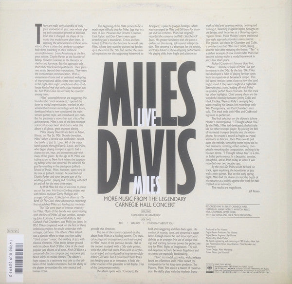 Miles Davis - Live Miles: More Music From The Legendary Carnegie Hall Concert (Vinyl, LP, Album, Stereo) Very Good Plus (VG+) / Near Mint (NM or M-)