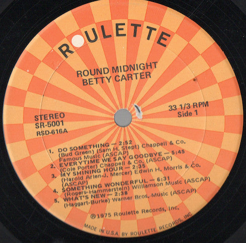 Betty Carter - Round Midnight (Vinyl, LP, Album) Very Good (VG) / Very Good (VG)