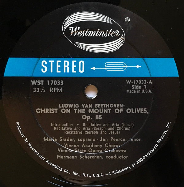 Ludwig van Beethoven - Christ On The Mount Of Olives (Vinyl, LP, Album, Stereo) Very Good (VG) / Very Good (VG)