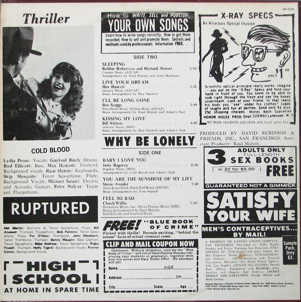 Cold Blood - Thriller! (Vinyl, LP, Album, Misprint) Very Good Plus (VG+) / Very Good Plus (VG+)