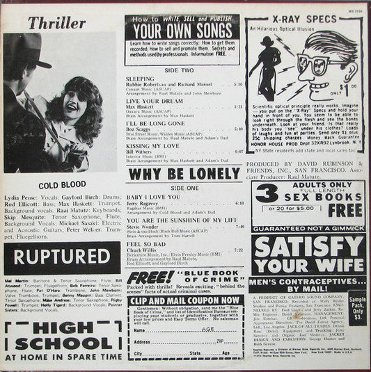 Cold Blood - Thriller! (Vinyl, LP, Album, Misprint) Very Good Plus (VG+) / Very Good Plus (VG+)