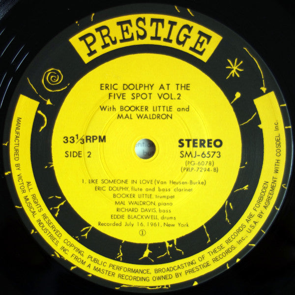 Eric Dolphy - At The Five Spot Volume 2 (Vinyl, LP, Album, Reissue, Stereo) Very Good Plus (VG+) / Very Good Plus (VG+)