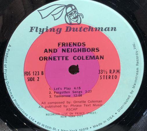 Ornette Coleman - Friends And Neighbors - Ornette Live At Prince Street (Vinyl, LP, Album, Stereo) Very Good (VG) / Good Plus (G+)