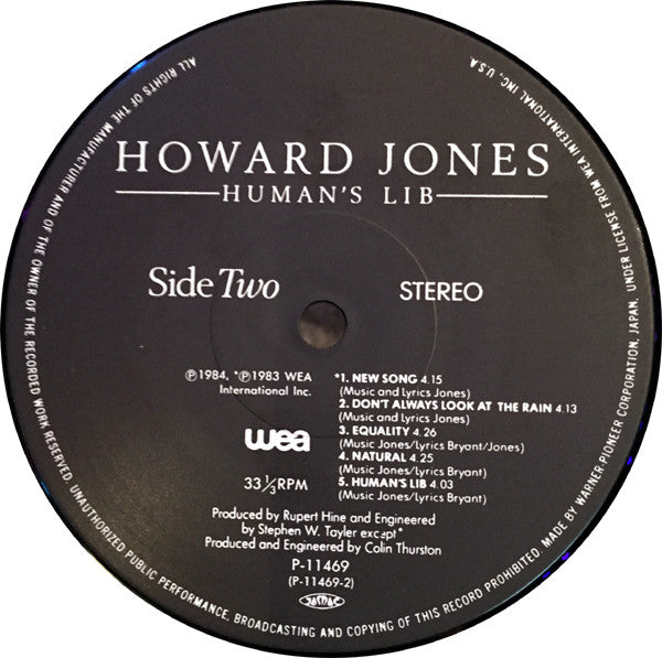 Howard Jones - Human's Lib (Vinyl, LP, Album) Very Good Plus (VG+) / Very Good (VG)