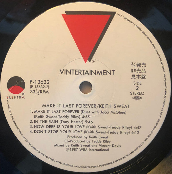Keith Sweat - Make It Last Forever (Vinyl, LP, Album, Promo, Stereo) Very Good Plus (VG+) / Good Plus (G+)