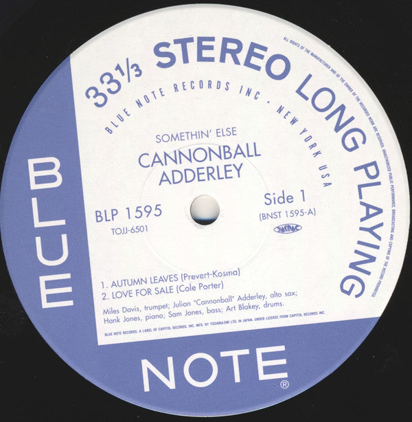 Cannonball Adderley - Somethin' Else (Vinyl, LP, Album, Limited Edition, Reissue, Remastered, Stereo) Very Good Plus (VG+) / Very Good Plus (VG+)