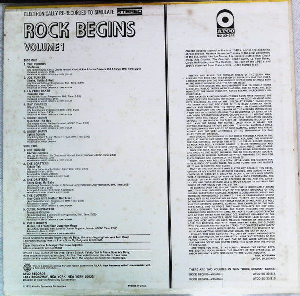 Various - Rock Begins Volume 1 (Vinyl, LP, Compilation) Good Plus (G+) / Good Plus (G+)