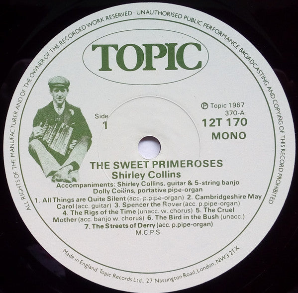 Shirley Collins - The Sweet Primeroses (Vinyl, LP, Album, Reissue, Mono) Very Good (VG) / Very Good Plus (VG+)