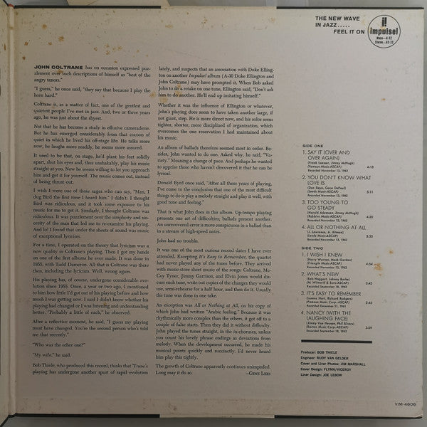 The John Coltrane Quartet - Ballads (Vinyl, LP, Album, Reissue, Ste...