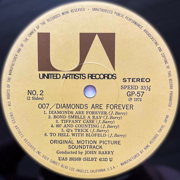 John Barry - 007 Diamonds Are Forever (Original Motion Picture Soundtrack) (Vinyl, LP, Album) Very Good Plus (VG+) / Very Good (VG)