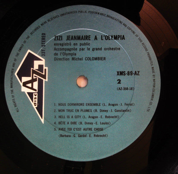 Zizi Jeanmaire - Zizi Jeanmaire A L'Olympia (Vinyl, LP, Album) Very Good Plus (VG+) / Good Plus (G+)