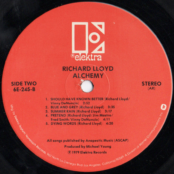 Richard Lloyd - Alchemy (Vinyl, LP, Album) Very Good (VG) / Good Plus (G+)