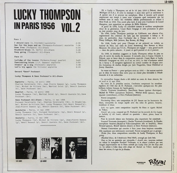 Lucky Thompson - In Paris 1956 Vol. 2 (Vinyl, LP, Reissue) Very Good Plus (VG+) / Very Good Plus (VG+)